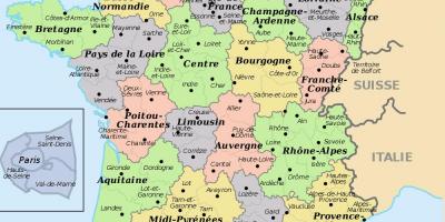 Regioner i Frankrike karta - Karta över Frankrike och regioner (Västra