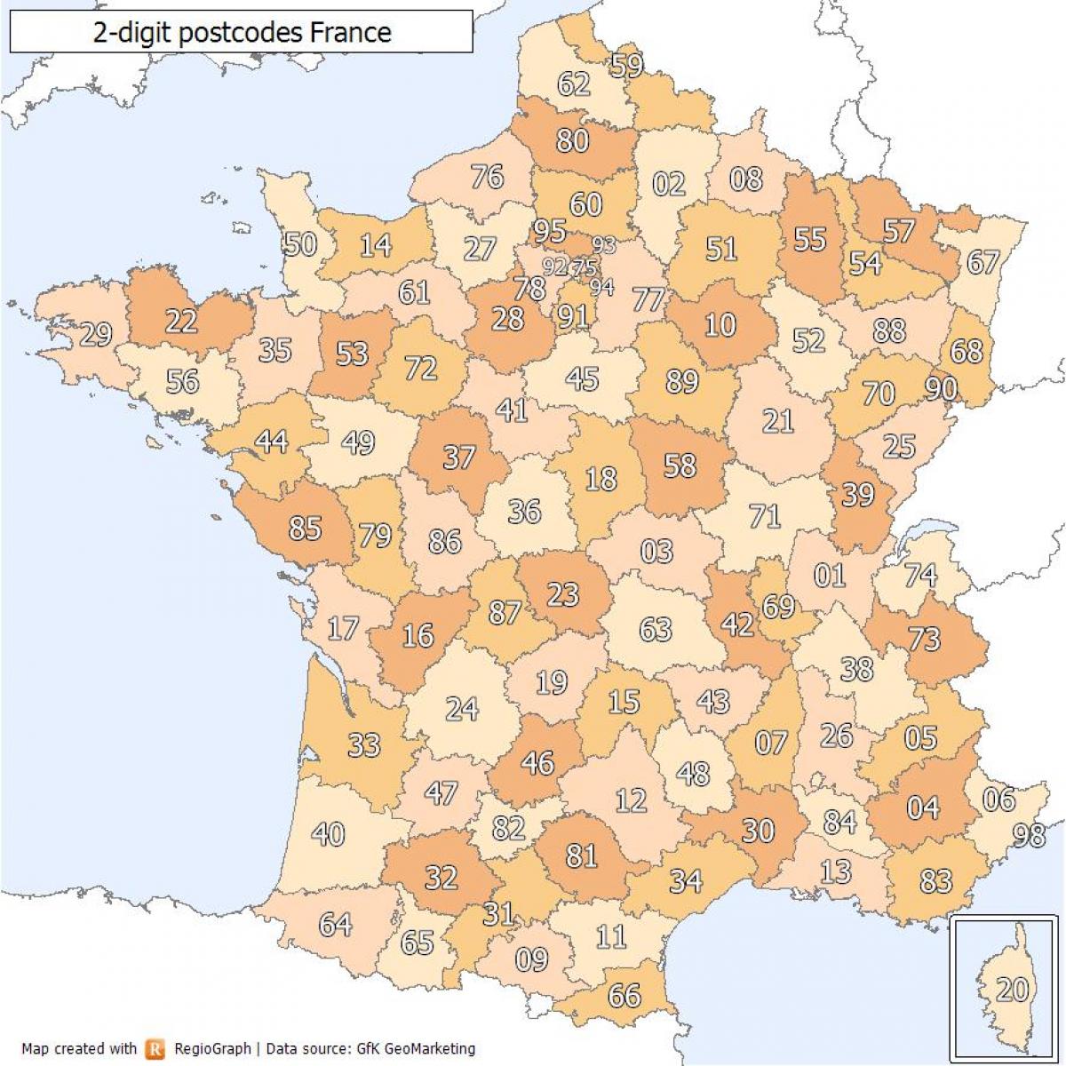 Frankrike Postnummer Karta 