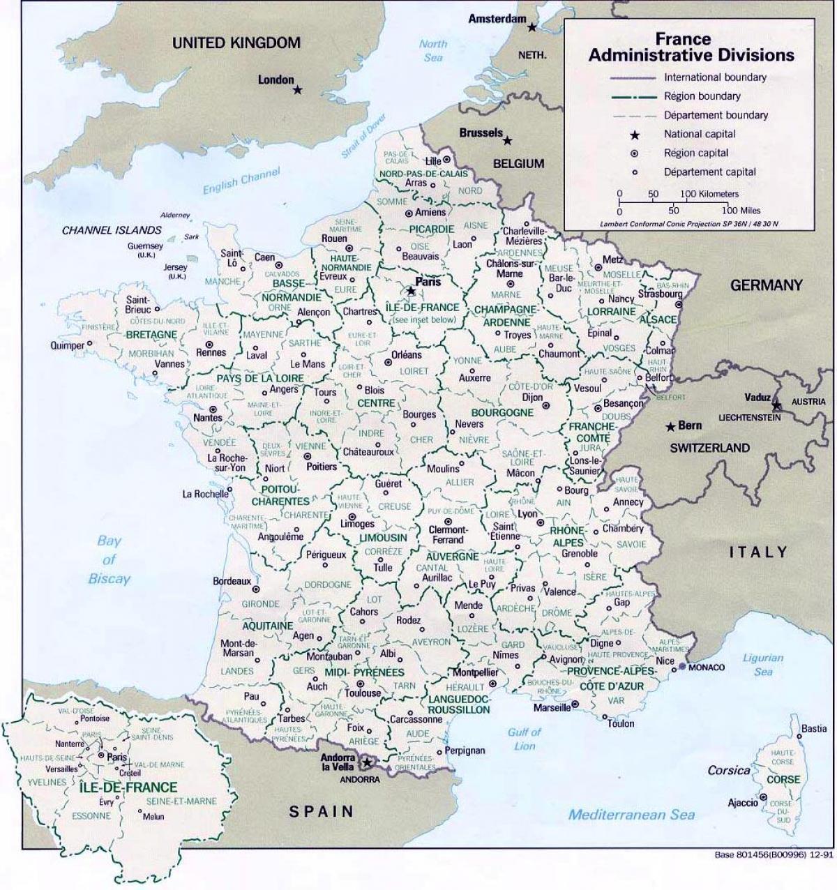 Norra Frankrike karta regioner - Karta över norra Frankrike regioner